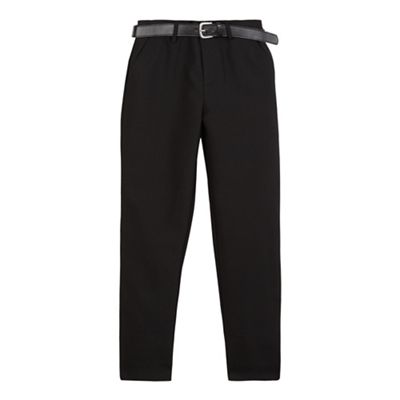 Debenhams Boys' black belted skinny school trousers
